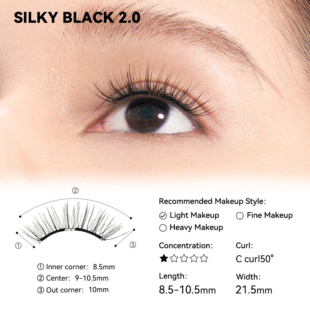 WOSADO® Silky Black 2.0 Soft Magnetic Eyelashes – Upgraded All-in-One Box