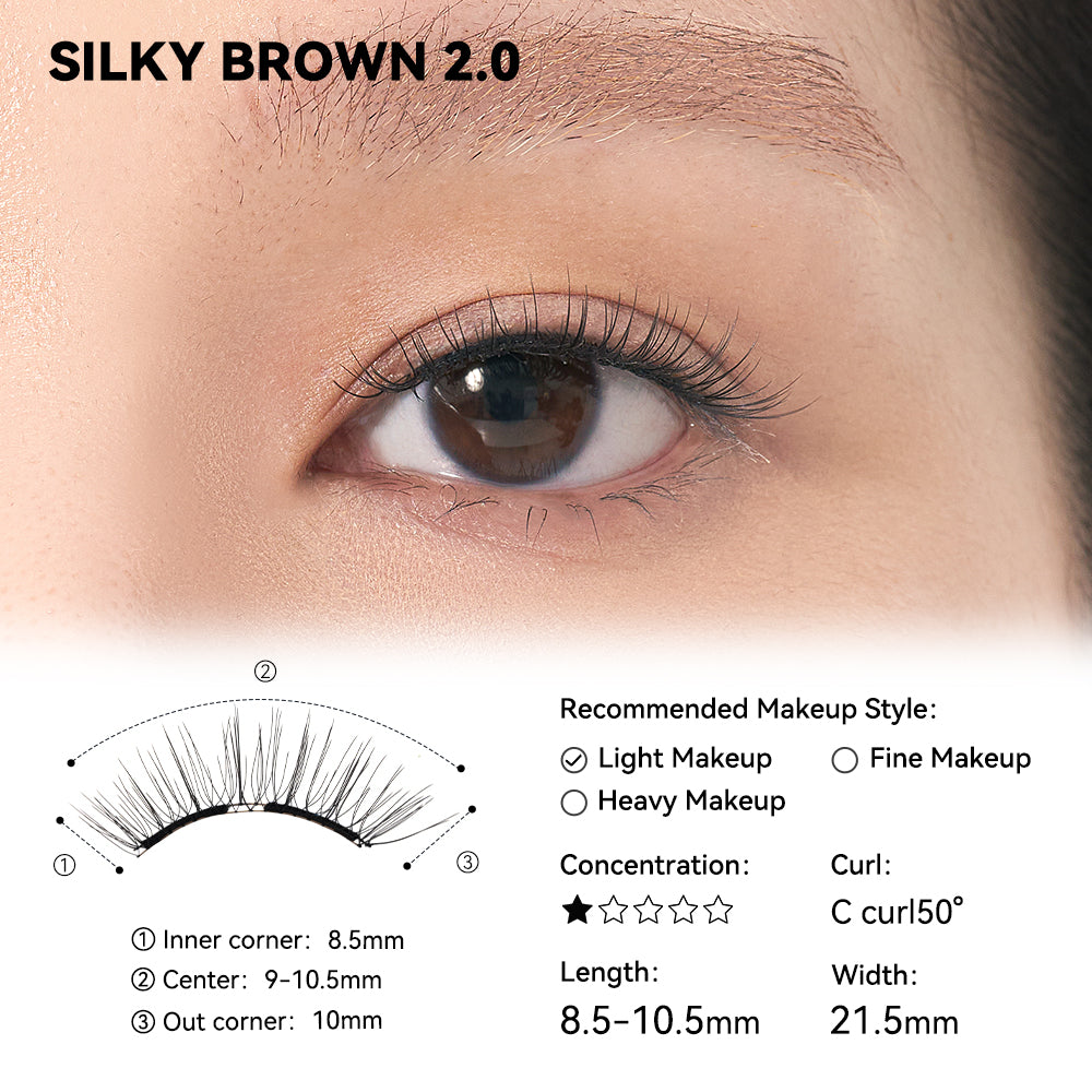 WOSADO® Silky Brown 2.0 Soft Magnetic Eyelashes – Upgraded All-in-One Box