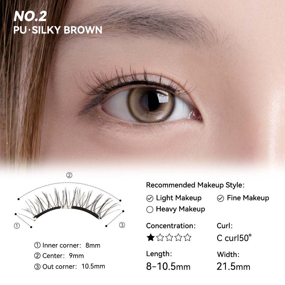 WOSADO® NO.2 Silky Brown Soft Magnetic Eyelashes – WOSADO