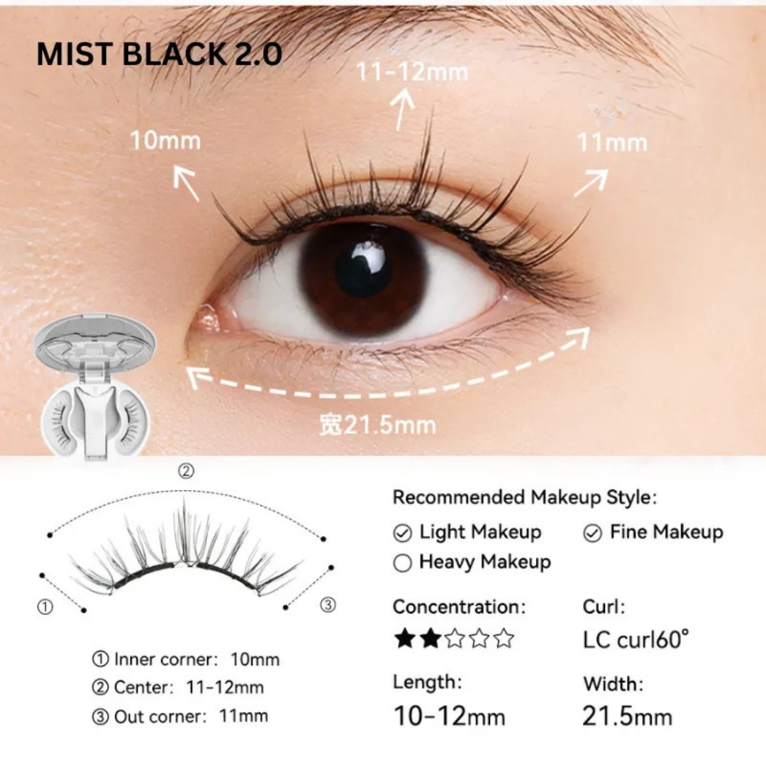 WOSADO VIP Exclusive Style - Mist Black Soft Magnetic Eyelashes - Upgraded All-in-One Box