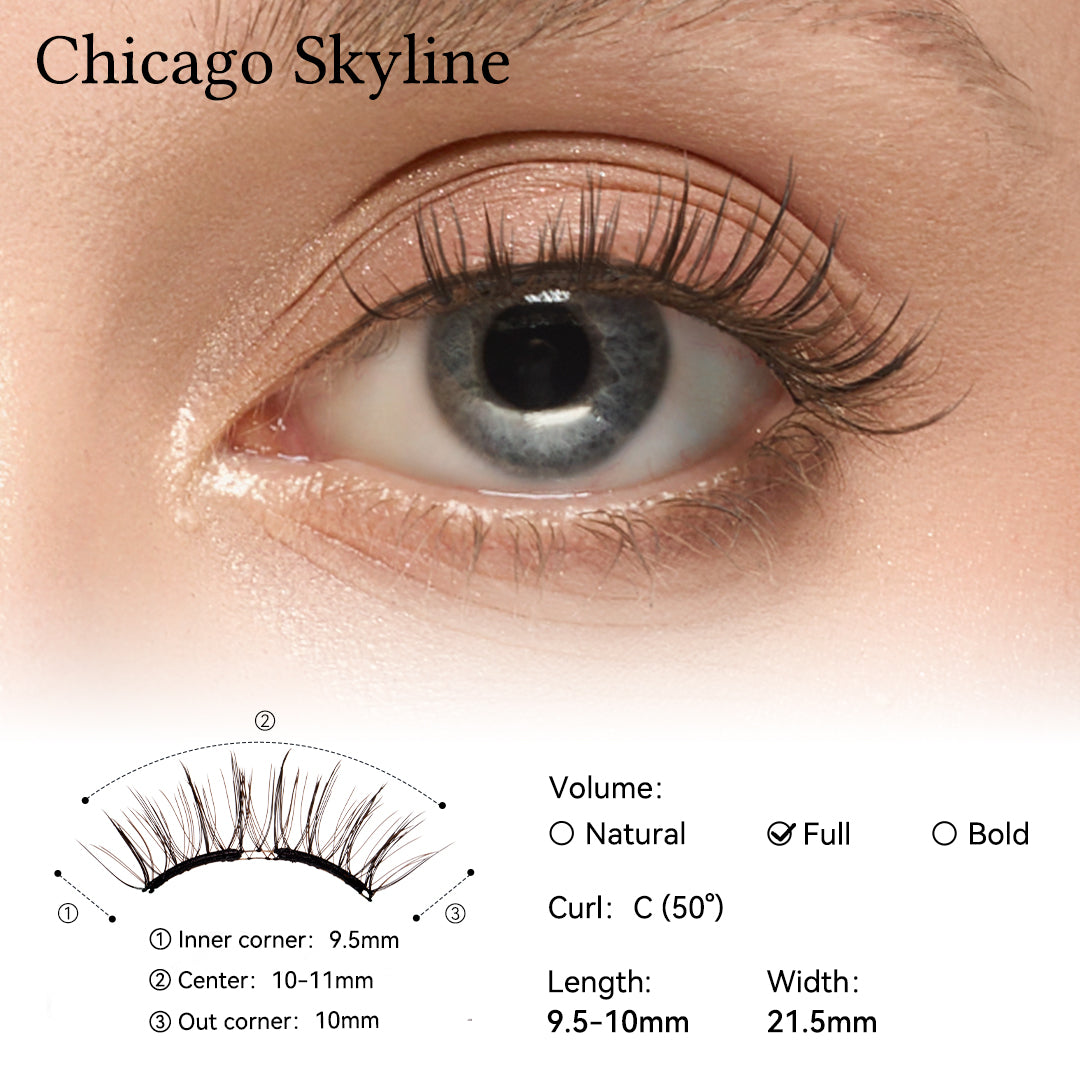 WOSADO VIP Exclusive Style - Chicago Skyline Soft Magnetic Eyelashes - Upgraded All-in-One Box