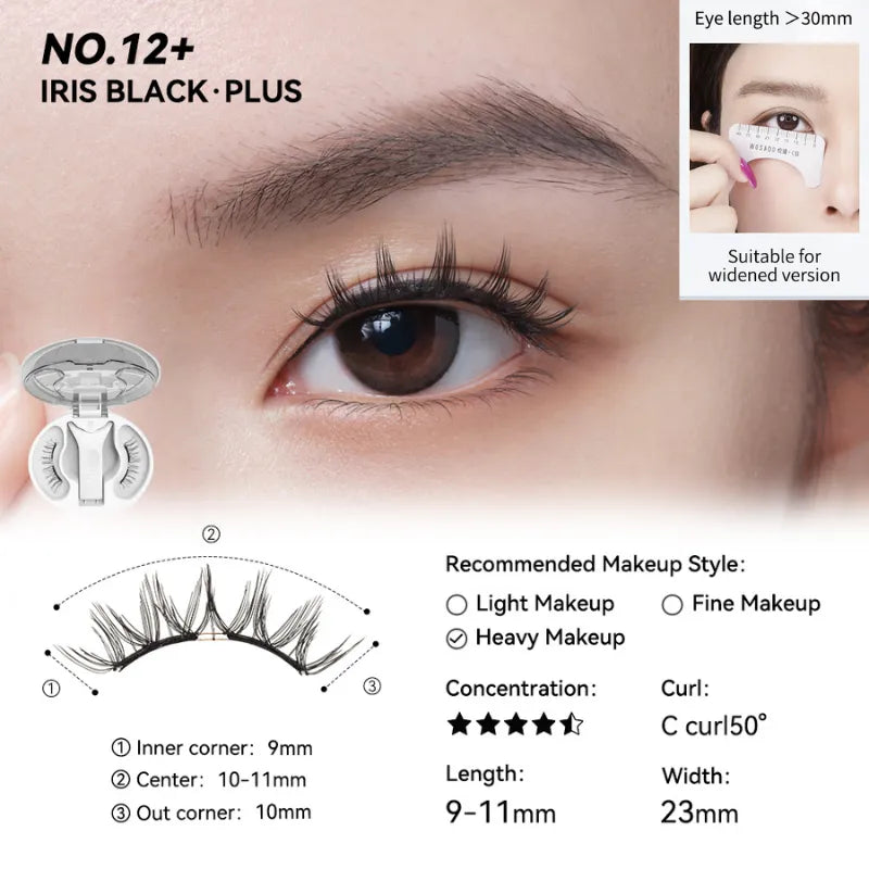 WOSADO® NO.12+ Iris Black Plus Soft Magnetic Eyelashes – Upgraded All-in-One Box