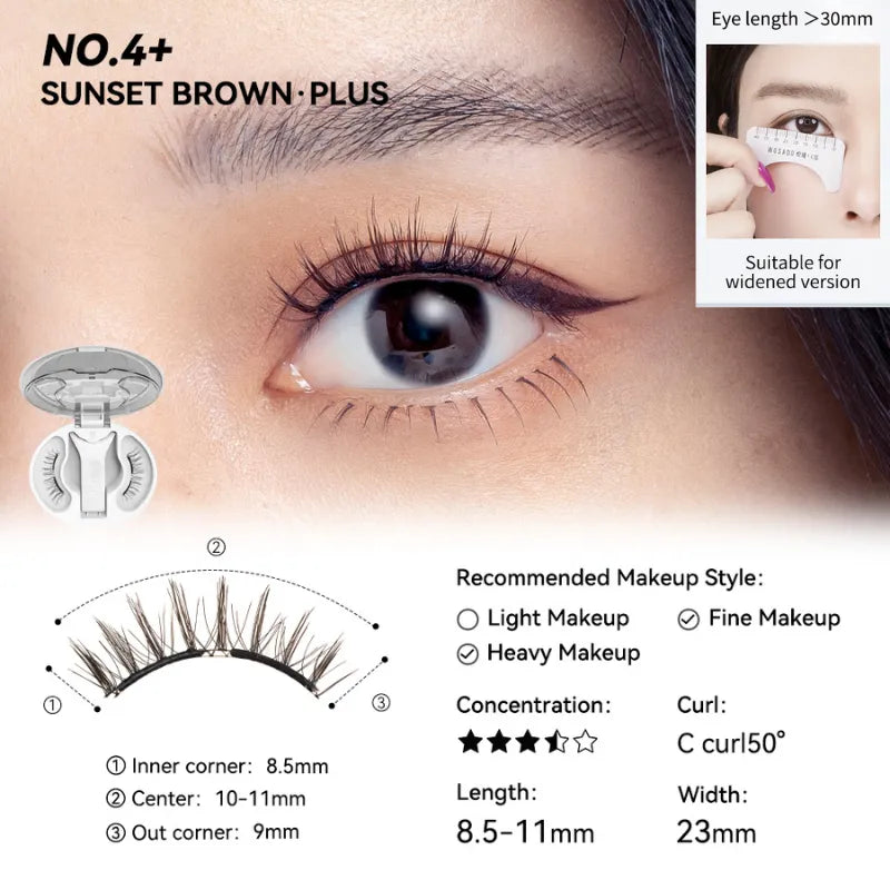 WOSADO® NO.4+ Sunset Brown Plus Soft Magnetic Eyelashes – Upgraded All-in-One Box